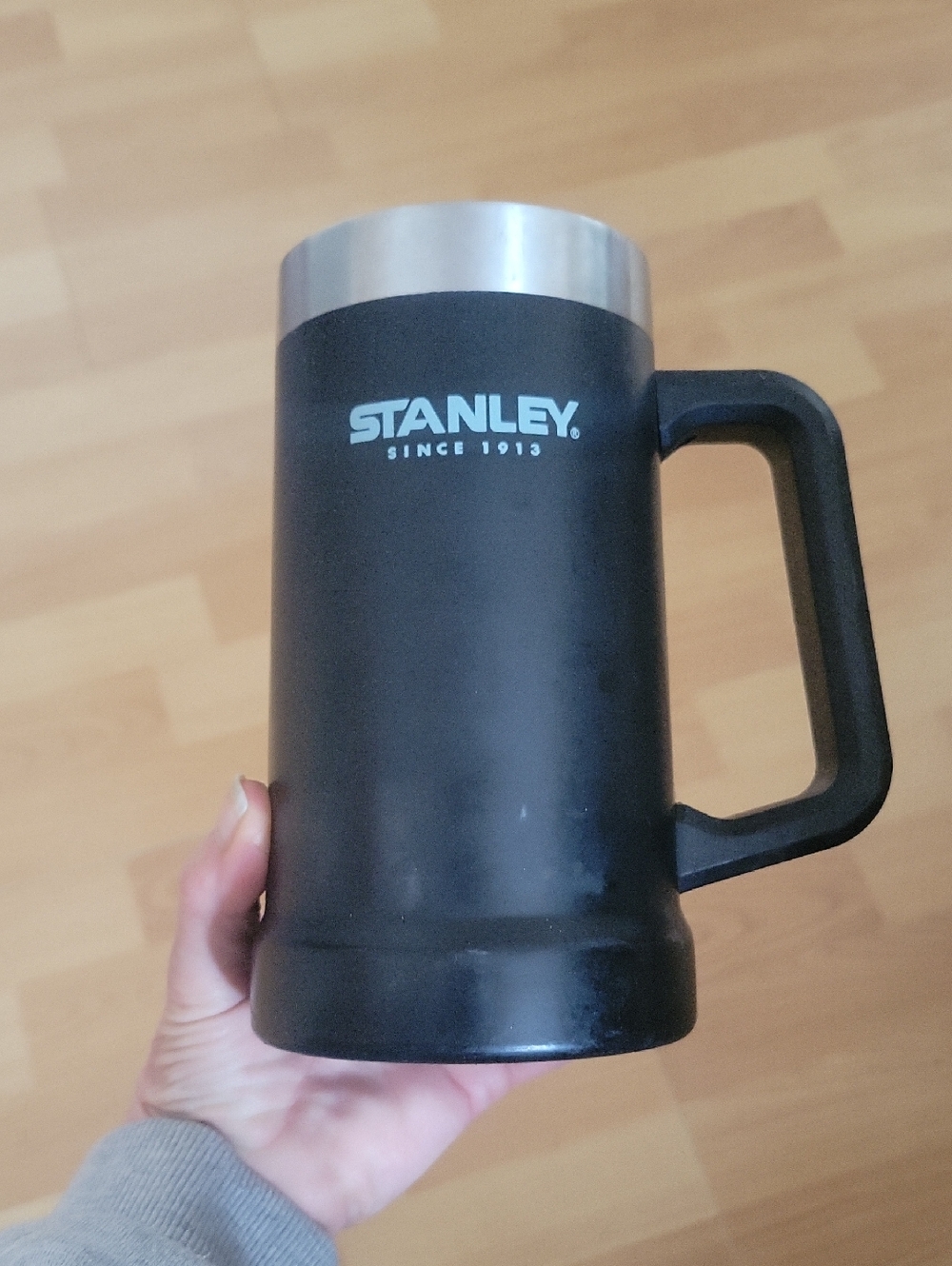 Stanley Black Beer Mug with Handle and Stainless Rim